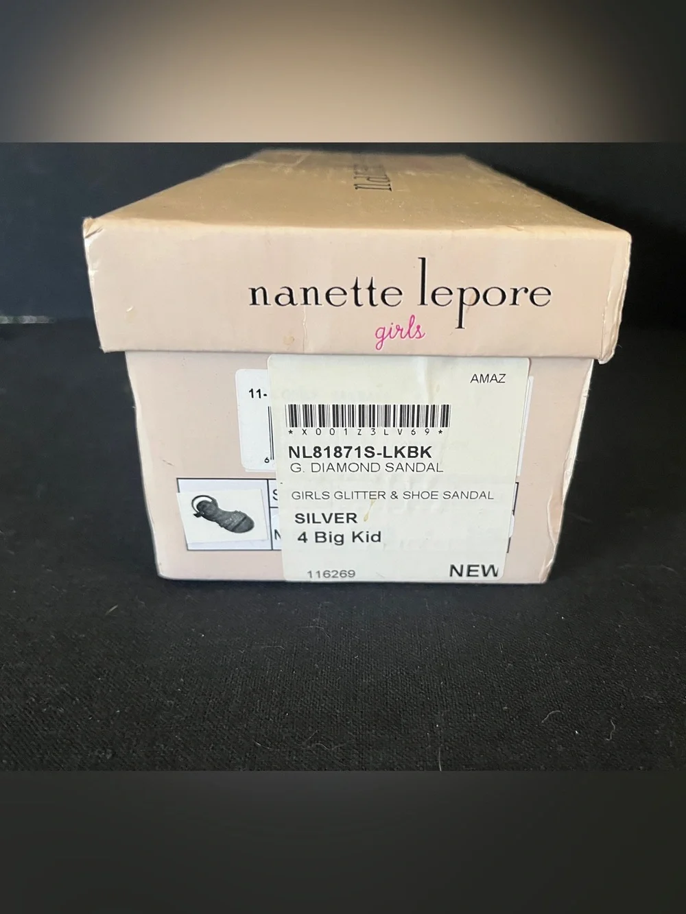 Nanette Lepore Girls Silver Crystal Strap Sandals size 4